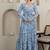 Blue floral printed cotton tiered maxi dress for women