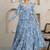 Blue floral printed cotton tiered maxi dress for women