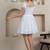 White solid cotton tiered dress for women