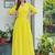 Lemon green solid cotton maxi dress for women