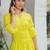 Lemon green solid cotton maxi dress for women