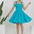 Turquoise solid cotton fit & flare dress for women