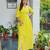 Lemon green solid cotton maxi dress for women