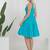 Turquoise solid cotton fit & flare dress for women