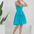 Turquoise solid cotton fit & flare dress for women