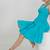Turquoise solid cotton fit & flare dress for women