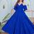 Blue solid cotton tiered fit & flare dress for women