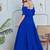 Blue solid cotton tiered fit & flare dress for women