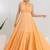 Peach solid cotton tiered gown maxi dress for women