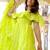Lemon solid cotton tiered maxi dress for women