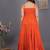 Orange solid cotton fit & flare maxi dress for women