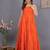 Orange solid cotton fit & flare maxi dress for women