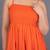Orange solid cotton fit & flare maxi dress for women