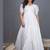 White self design cotton tiered maxi dress for women