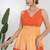 Orange color block cotton tiered maxi dress for women