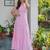 Pink solid cotton smocked maxi dress for women