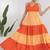 Orange color block cotton tiered maxi dress for women