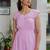 Pink solid cotton smocked maxi dress for women