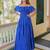Blue solid cotton tiered maxi dress for women