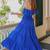 Blue solid cotton tiered maxi dress for women