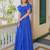 Blue solid cotton tiered maxi dress for women