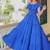 Blue solid cotton tiered maxi dress for women