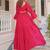 Magenta solid cotton tiered maxi dress for women