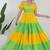 Yellow & green color block cotton tiered maxi dress for women