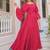 Magenta solid cotton tiered maxi dress for women