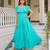 Turquoise solid cotton tiered maxi dress for women