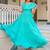 Turquoise solid cotton tiered maxi dress for women
