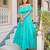 Turquoise solid cotton tiered maxi dress for women