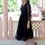 Black ruffled georgette fit & flare midi dress for women