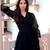 Black ruffled georgette fit & flare midi dress for women