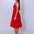 Red solid georgette fit & flare midi dress for women