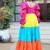 Multicolor colourblocked cotton fit & flare maxi dress for women