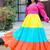 Multicolor colourblocked cotton fit & flare maxi dress for women