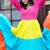 Multicolor colourblocked cotton fit & flare maxi dress for women