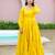 Mustard solid cotton tiered maxi dress for women