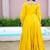 Mustard solid cotton tiered maxi dress for women