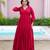 Maroon solid cotton tiered maxi dress for women