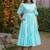 Sea green solid cotton tiered midi dress for women