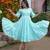 Sea green solid cotton tiered midi dress for women