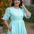 Sea green solid cotton tiered midi dress for women
