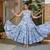 Blue floral printed fabric maxi dress for women