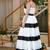 Black & white colourblocked cotton tiered dress for women