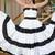 Black & white colourblocked cotton tiered dress for women
