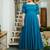 Turquoise solid cotton fit & flare dress for women