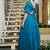 Turquoise solid cotton fit & flare dress for women