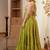 Green solid cotton tiered maxi dress for women